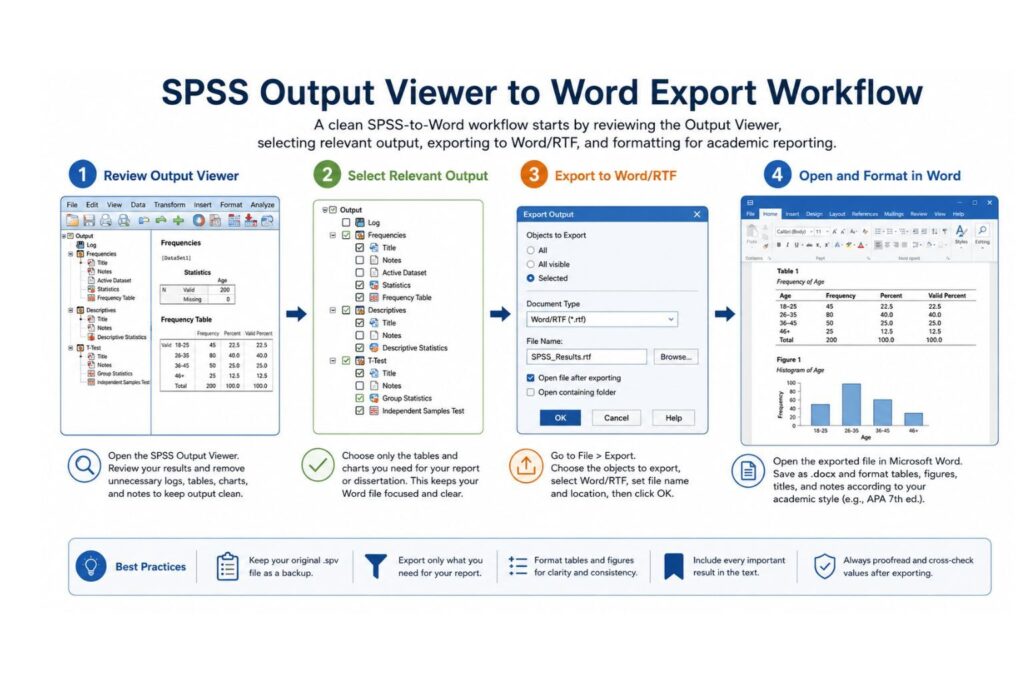 how to export SPSS output to Word from the SPSS Output Viewer