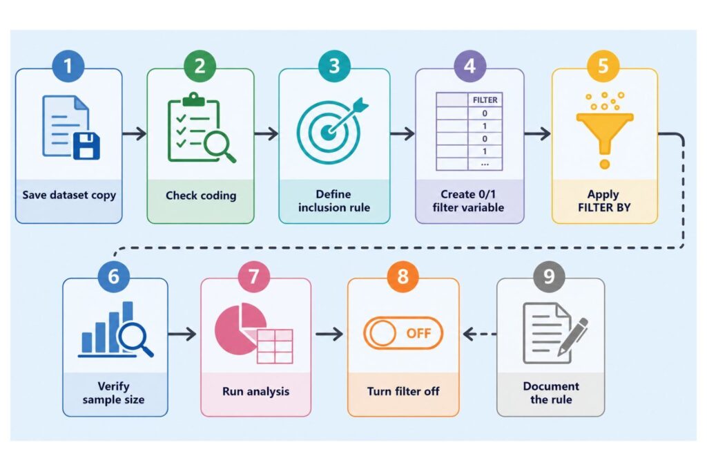 how to filter data in SPSS using a safe filtering workflow