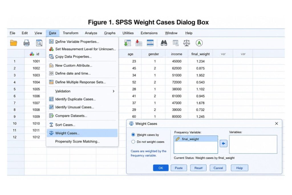 How to weight cases in SPSS using the Weight Cases dialog box