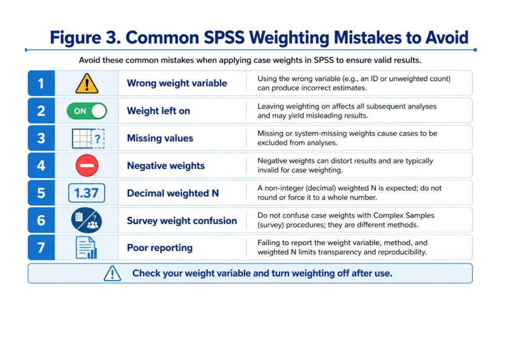 Common mistakes when weighting cases in SPSS